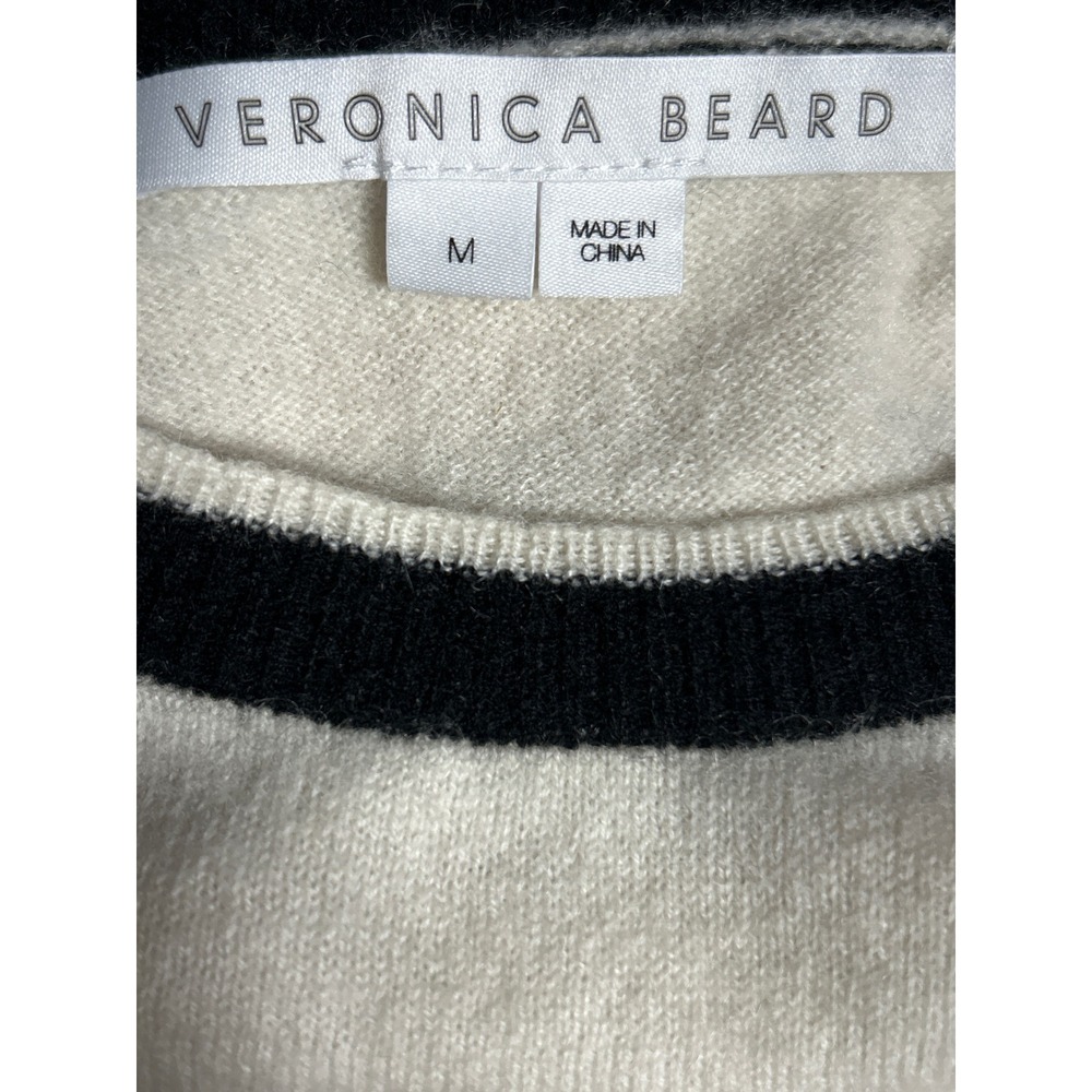 Veronica Beard Albertina Cashmere Sweater Ivory Black Size M Retail: $425 - Picture 9 of 9